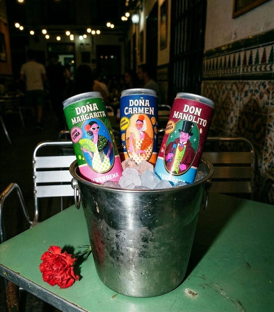 La Verbena · packaging de tres latas castizas en cubo metálico