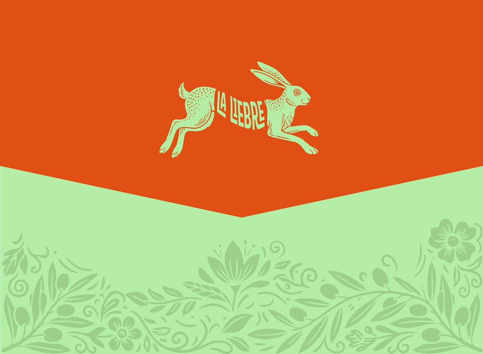Sobre de envío con versión reducida del logo La Liebre sobre fondo verde menta