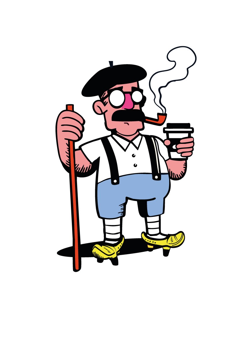 E-Baristo, el personaje cántabro con boina, pipa y café para llevar